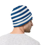 Blue And White Striped Pattern Print Beanie