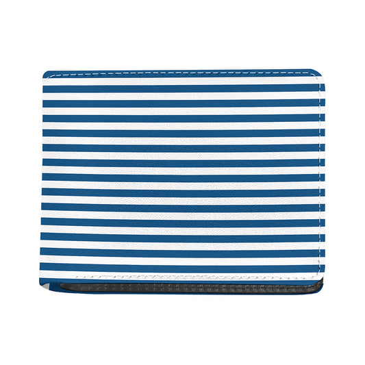 Blue And White Striped Pattern Print Bifold Wallet