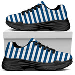 Blue And White Striped Pattern Print Black Chunky Shoes