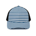 Blue And White Striped Pattern Print Black Mesh Trucker Hat