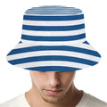 Blue And White Striped Pattern Print Bucket Hat