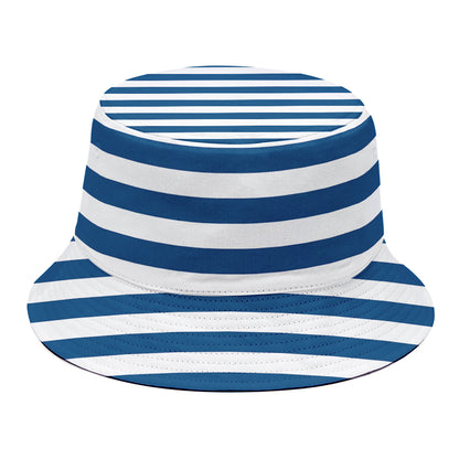 Blue And White Striped Pattern Print Bucket Hat