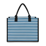 Blue And White Striped Pattern Print Canvas Tote Bag