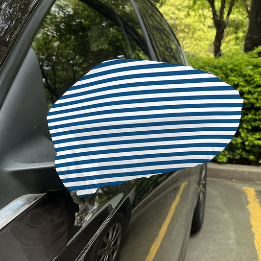 Blue And White Striped Pattern Print Car Side Mirror Covers