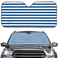 Blue And White Striped Pattern Print Car Windshield Sun Shade