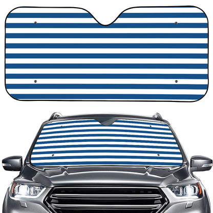 Blue And White Striped Pattern Print Car Windshield Sun Shade