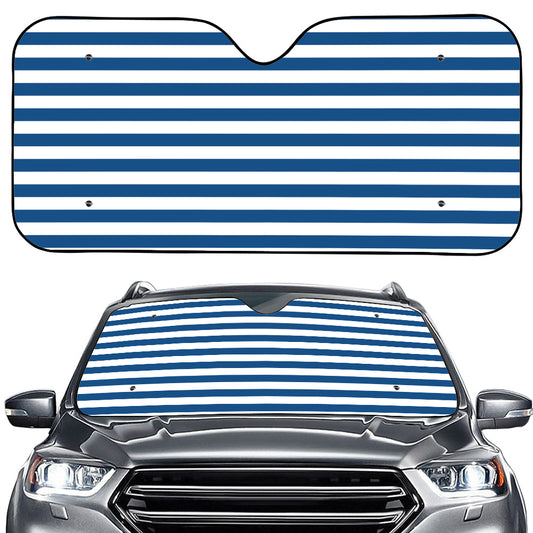 Blue And White Striped Pattern Print Car Windshield Sun Shade