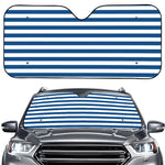 Blue And White Striped Pattern Print Car Windshield Sun Shade
