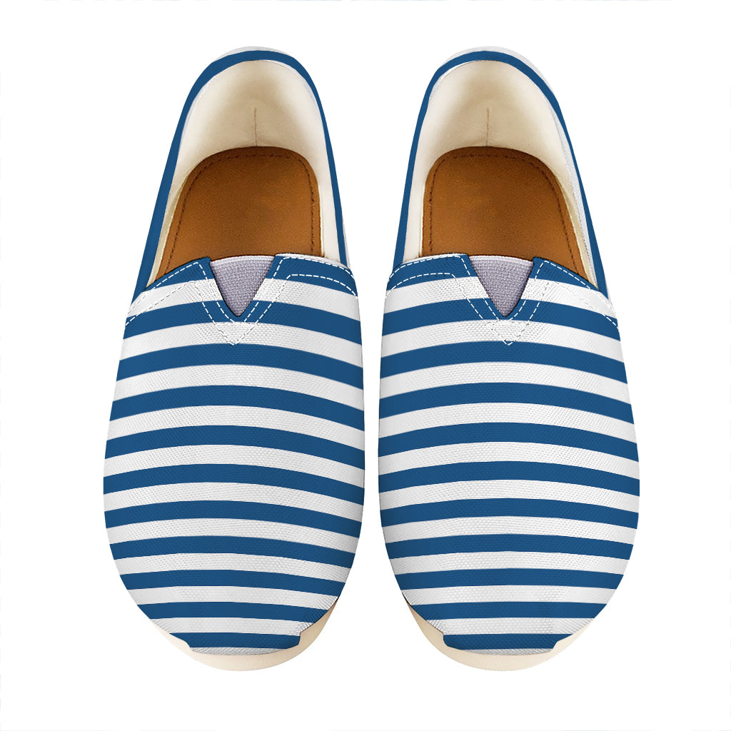 Blue And White Striped Pattern Print Casual Shoes
