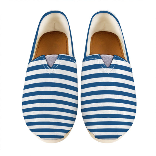 Blue And White Striped Pattern Print Casual Shoes