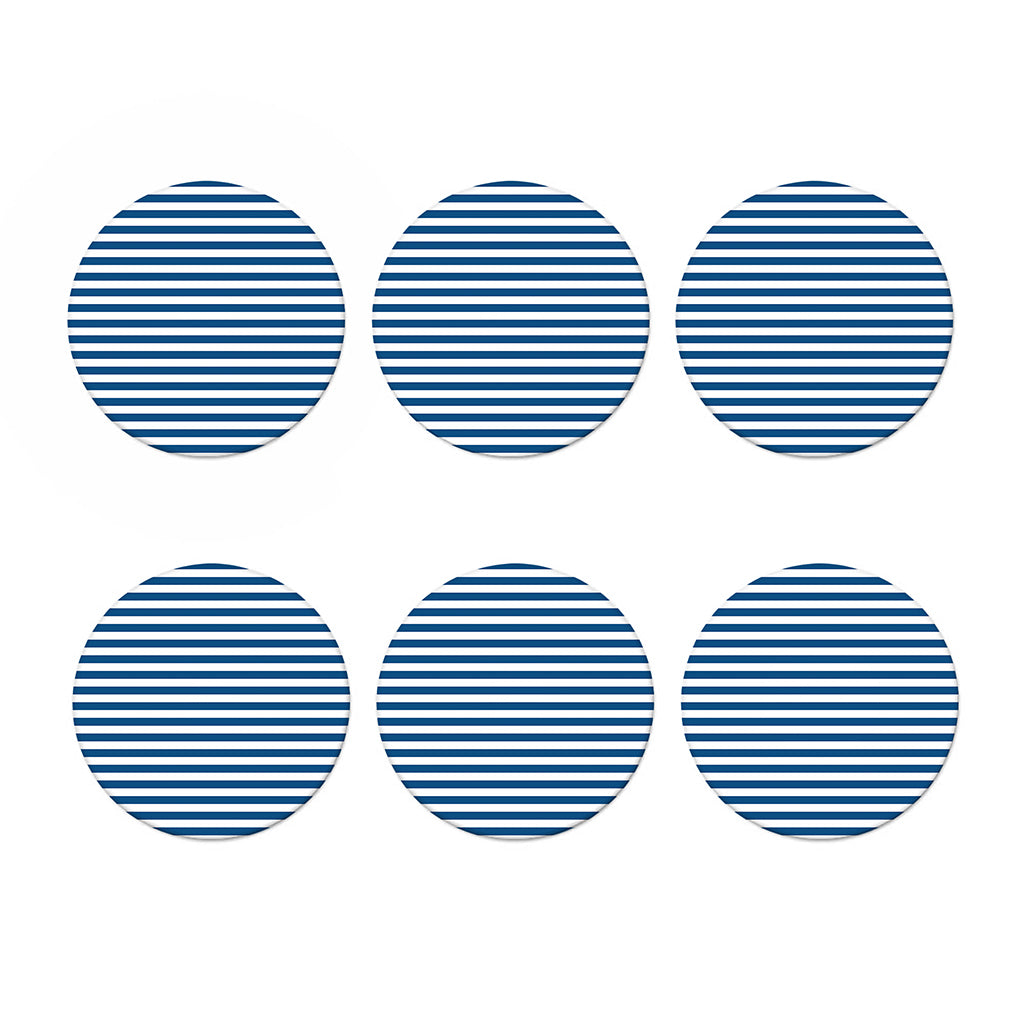 Blue And White Striped Pattern Print Coaster Set
