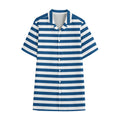 Blue And White Striped Pattern Print Cotton Hawaiian Shirt
