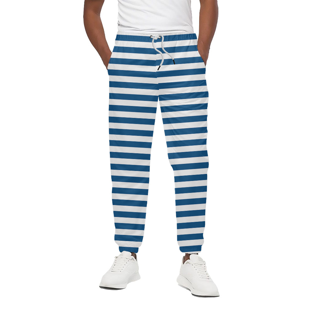 Blue And White Striped Pattern Print Cotton Pants