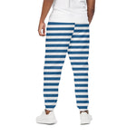 Blue And White Striped Pattern Print Cotton Pants