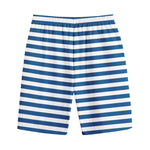 Blue And White Striped Pattern Print Cotton Shorts