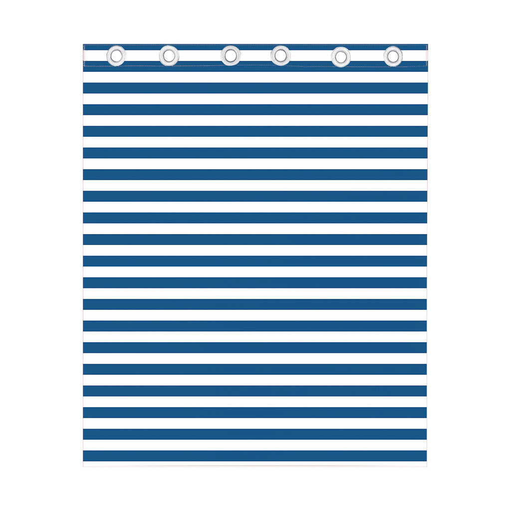 Blue And White Striped Pattern Print Curtain