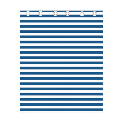 Blue And White Striped Pattern Print Curtain