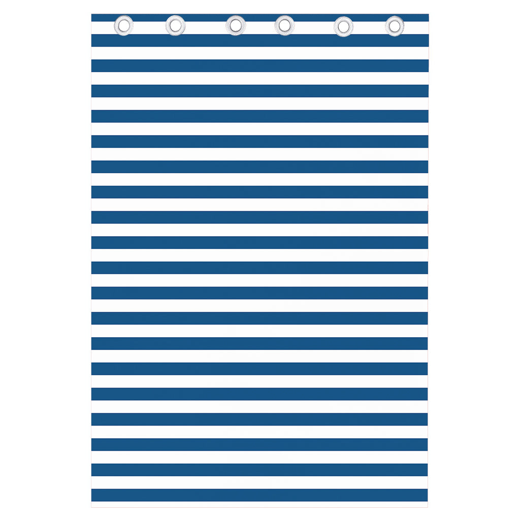 Blue And White Striped Pattern Print Curtain