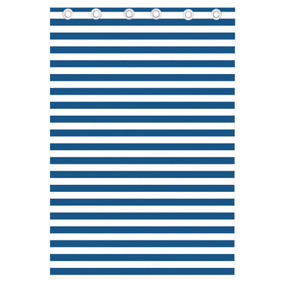 Blue And White Striped Pattern Print Curtain