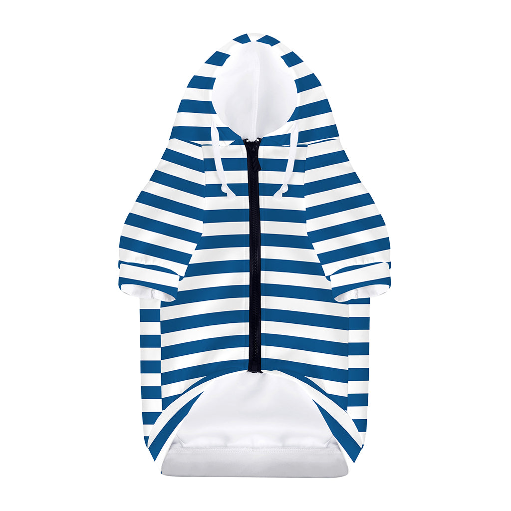 Blue And White Striped Pattern Print Dog Zip Up Hoodie