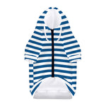 Blue And White Striped Pattern Print Dog Zip Up Hoodie