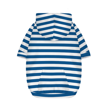 Blue And White Striped Pattern Print Dog Zip Up Hoodie