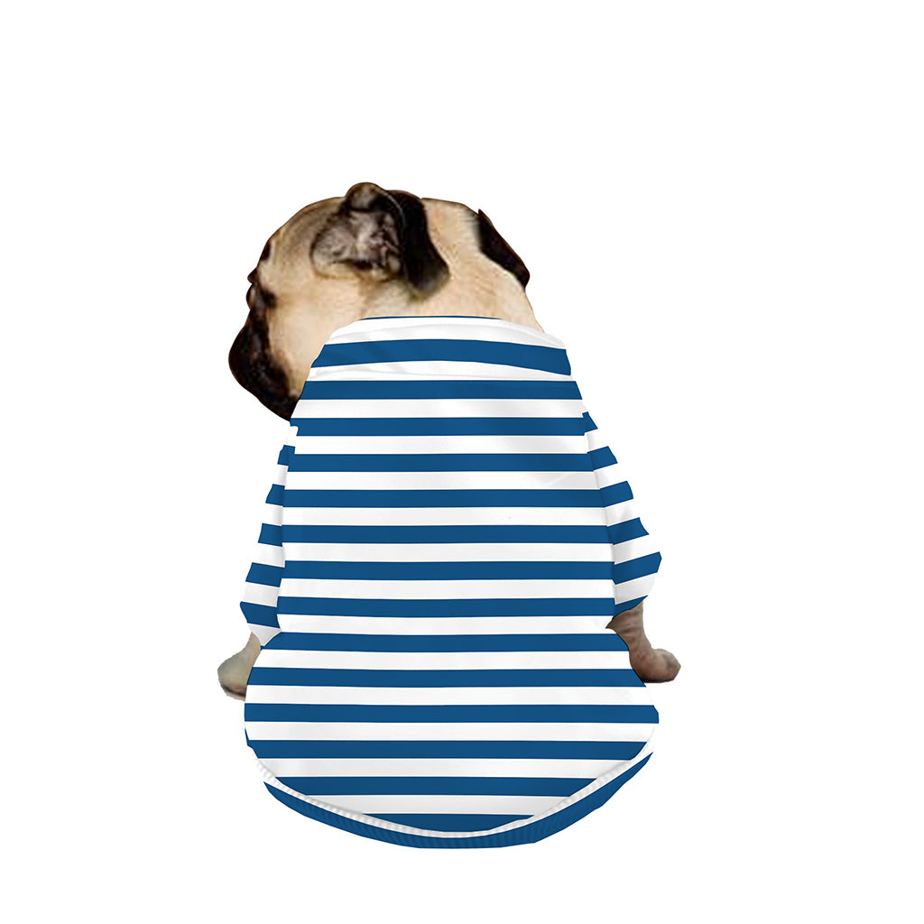 Blue And White Striped Pattern Print Dog Zip Up Jacket