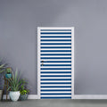 Blue And White Striped Pattern Print Door Sticker