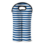 Blue And White Striped Pattern Print Double Neoprene Wine Tote