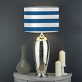 Blue And White Striped Pattern Print Drum Lamp Shade