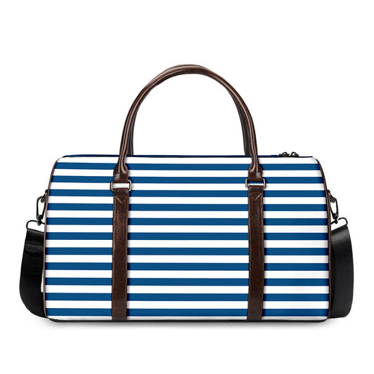 Blue And White Striped Pattern Print Duffle Bag
