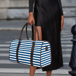 Blue And White Striped Pattern Print Duffle Bag