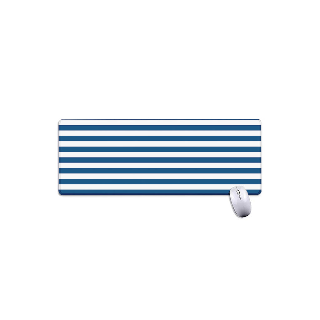 Blue And White Striped Pattern Print Extended Mouse Pad