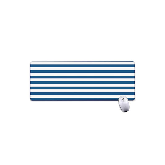 Blue And White Striped Pattern Print Extended Mouse Pad