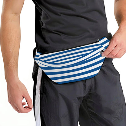Blue And White Striped Pattern Print Fanny Pack