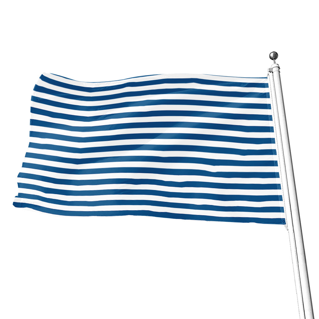 Blue And White Striped Pattern Print Flag