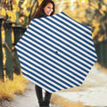 Blue And White Striped Pattern Print Foldable Umbrella