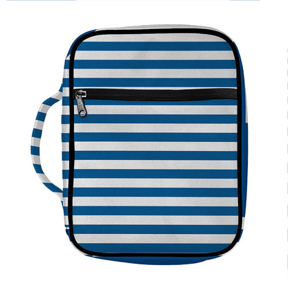 Blue And White Striped Pattern Print Front Pocket Bible Bag