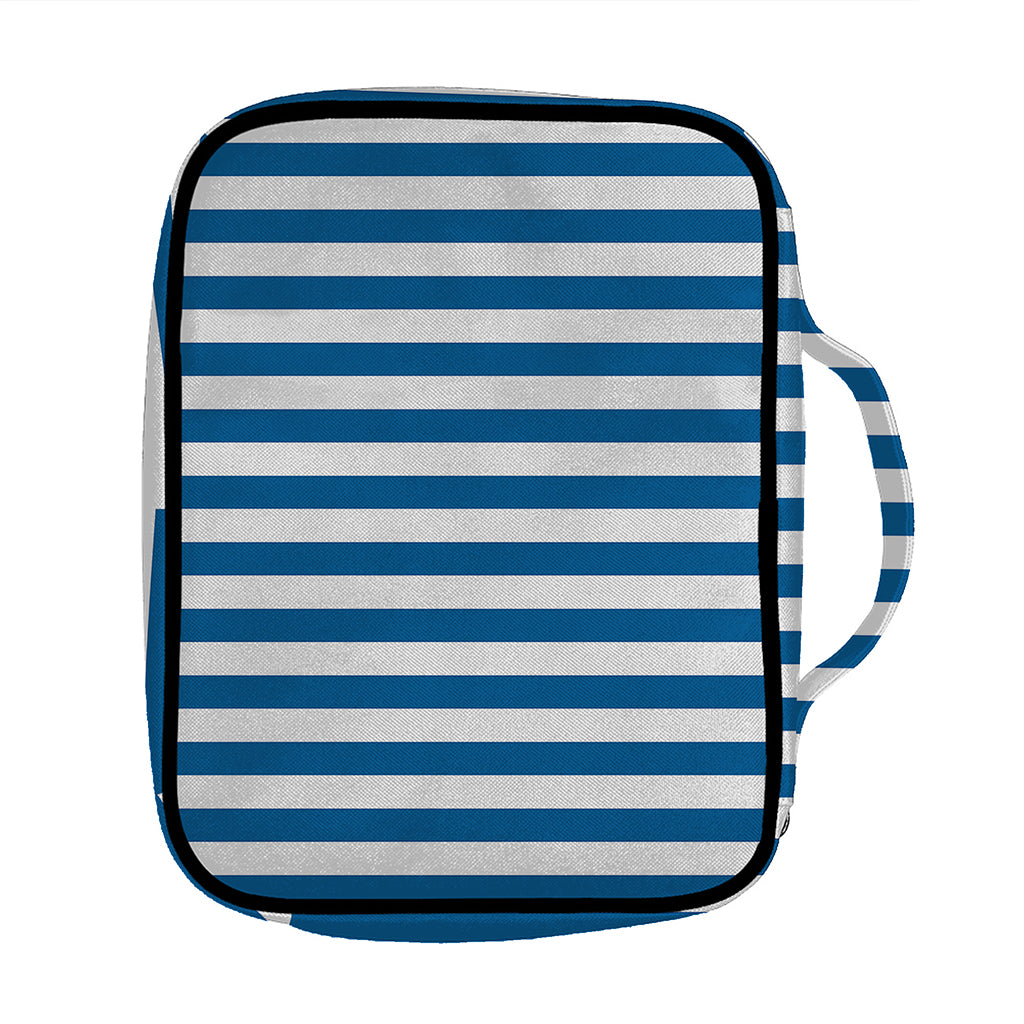 Blue And White Striped Pattern Print Front Pocket Bible Bag