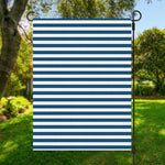 Blue And White Striped Pattern Print Garden Flag