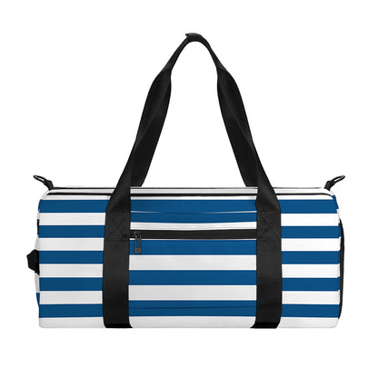 Blue And White Striped Pattern Print Gym Bag