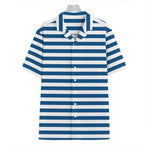 Blue And White Striped Pattern Print Hawaiian Shirt