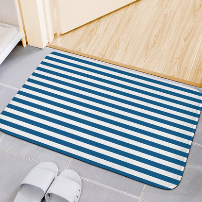 Blue And White Striped Pattern Print Indoor Door Mat