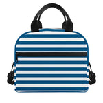 Blue And White Striped Pattern Print Insulated Lunch Bag