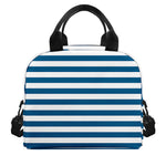 Blue And White Striped Pattern Print Insulated Lunch Bag