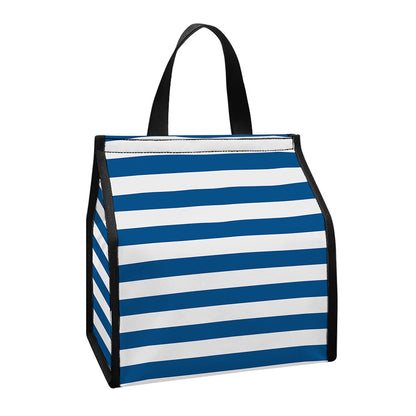 Blue And White Striped Pattern Print Insulated Lunch Tote