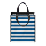 Blue And White Striped Pattern Print Insulated Lunch Tote