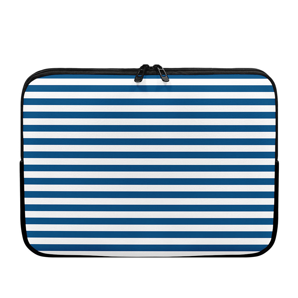 Blue And White Striped Pattern Print Laptop Sleeve