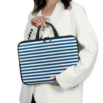 Blue And White Striped Pattern Print Laptop Sleeve With Handle