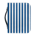 Blue And White Striped Pattern Print Leather Bible Cover